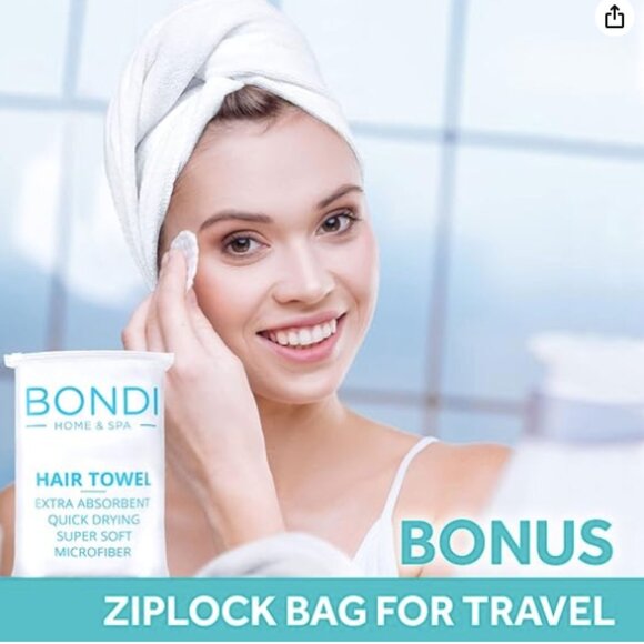 BONDI SPA Microfiber Hair Towel Dries Hair 50% Faster Anti-Frizz Hair Towel NEW - Picture 6 of 8